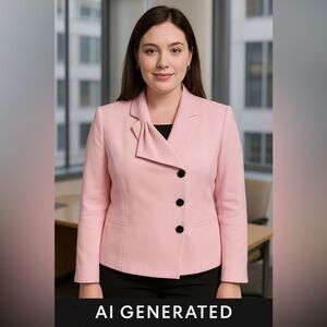 Le Suit Pink Blazer Women’s Size 10 Black Buttons Career Work Jacket